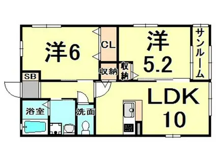 GRACE COURT(2LDK/2階)の間取り写真