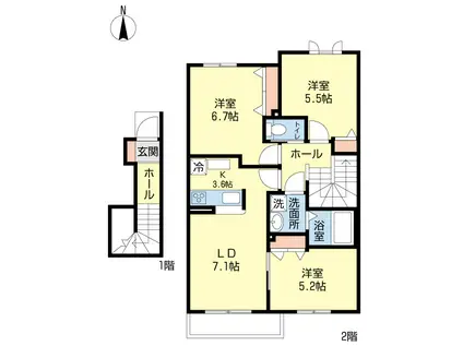 シャーメゾンノワ(3LDK/2階)の間取り写真