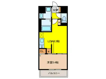 CAISSE 大橋(1LDK/12階)の間取り写真
