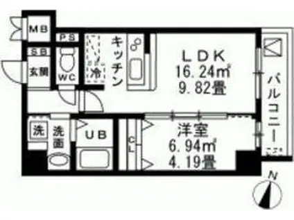 レジデンスフジミ(1LDK/2階)の間取り写真