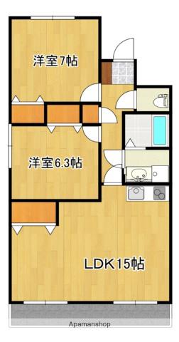 センチュリーマンションK(2LDK/2階)の間取り写真
