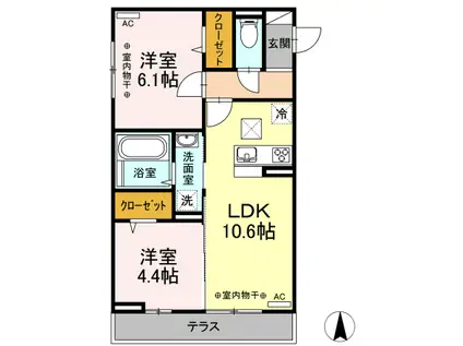 メゾン新山(2LDK/1階)の間取り写真