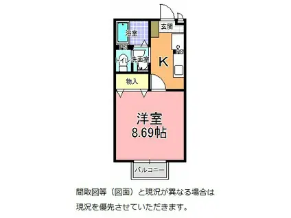 グランドソレーユ(1K/1階)の間取り写真