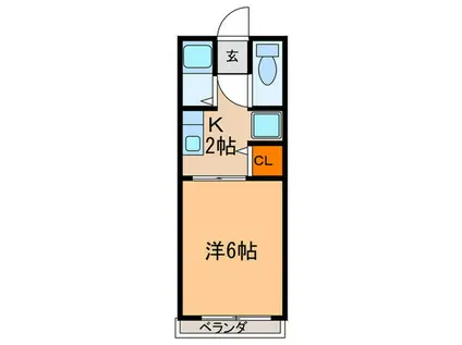 シティハイムガーデニア(1K/1階)の間取り写真