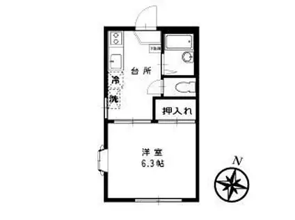 ペガサス上十条(1K/1階)の間取り写真