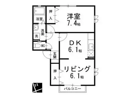 ラヴィーヌ(1LDK/2階)の間取り写真
