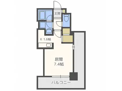 ビッグパレス北14条(1K/3階)の間取り写真