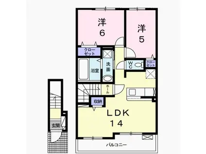 GLORY FAMILY(2LDK/2階)の間取り写真