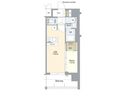 エスリード志賀本通ザ・フロント(1LDK/4階)の間取り写真