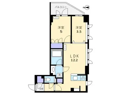 イーストコート中野(2LDK/7階)の間取り写真