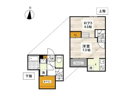 ADC平成駅西J21353(1K/1階)の間取り写真