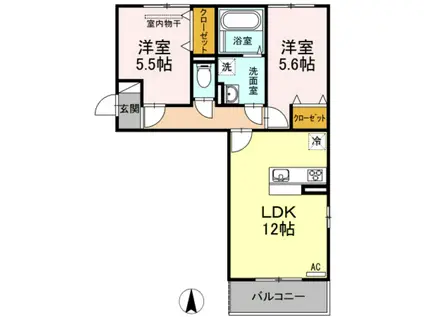 アスターエイト A棟(2LDK/3階)の間取り写真