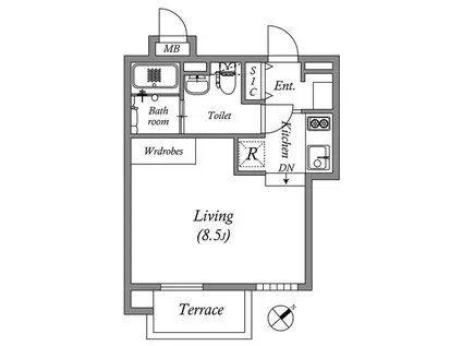 PASEO高田馬場III(1K/1階)の間取り写真