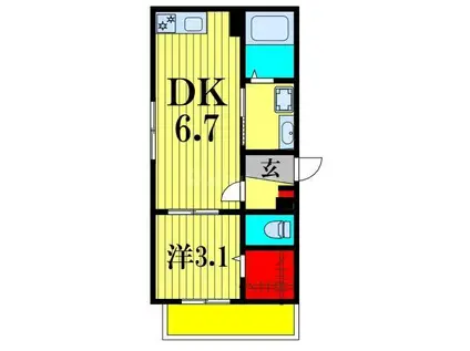 LITTLE FOREST MINORIDAI(1DK/2階)の間取り写真