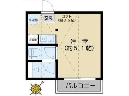 サンフラワー白山(ワンルーム/2階)の間取り写真