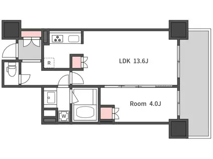 ローレルタワー堺筋本町(1LDK/4階)の間取り写真