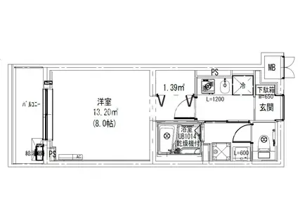 LEAF VILLAGE 新宿若松学生・社会人にオ(1K/1階)の間取り写真