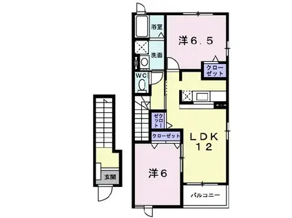 ヴェルヴェーヌ II(2LDK/2階)の間取り写真