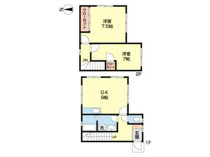 ドミール山王(2DK/1階)の間取り写真