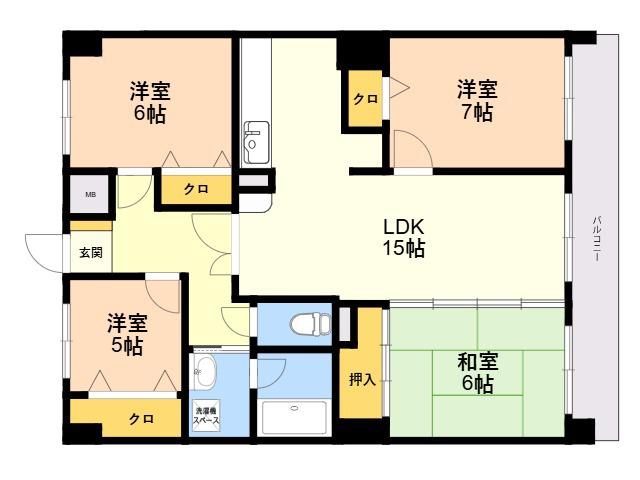ロマネスク寺塚ルネッサンス(4LDK/3階)の間取り写真