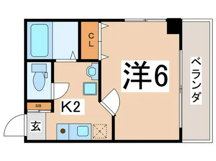 アリバ天王寺(1K/6階)の間取り写真