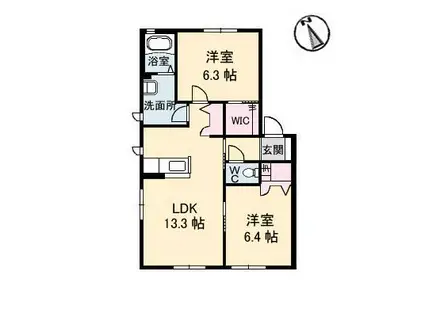 グランマストシエロ IV棟(2LDK/1階)の間取り写真