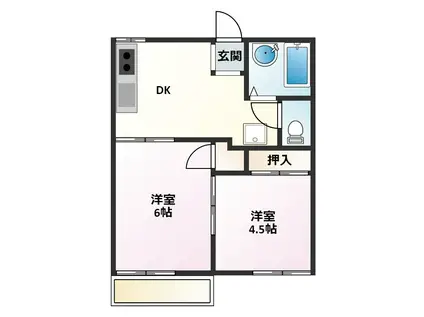 シティハイツオオタケB(2DK/1階)の間取り写真