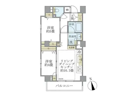 ディアスタ早稲田諏訪通(2LDK/5階)の間取り写真