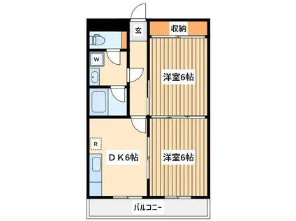 ヒガシフチュウマンション(2DK/3階)の間取り写真