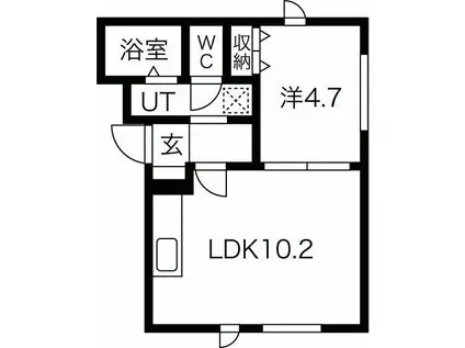 NORTE HOKUT(1LDK/2階)の間取り写真