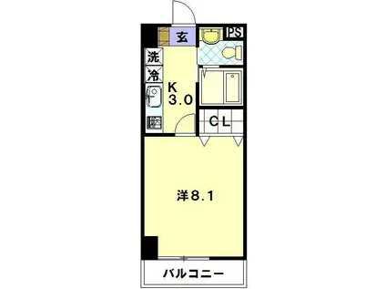 インフィニティ文教(1K/2階)の間取り写真