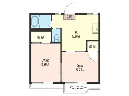 関根コーポ(2K/2階)の間取り写真