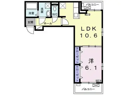 ヴェント エ ルーチェ(1LDK/3階)の間取り写真