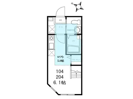 ハーミットクラブハウス白楽II(ワンルーム/1階)の間取り写真