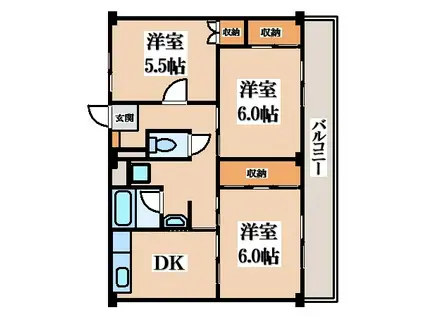 ビレッジハウス城蓮寺(3DK/2階)の間取り写真