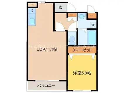 パピーズ水前寺(1LDK/1階)の間取り写真