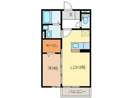 近鉄名古屋線 江戸橋駅 徒歩11分 2階建 築19年(1DK/2階)の間取り写真