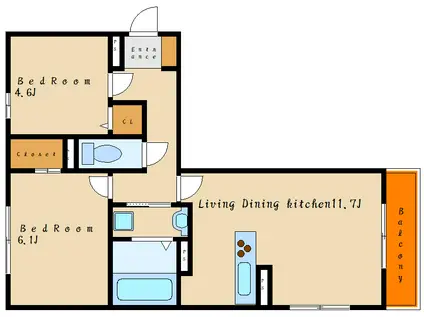 ヴィラレユーフォリア明石・大久保(2LDK/1階)の間取り写真