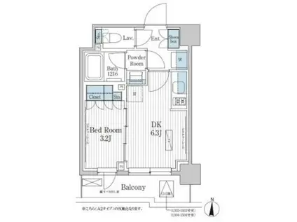 パークアクシス東陽町レジデンス(1DK/2階)の間取り写真