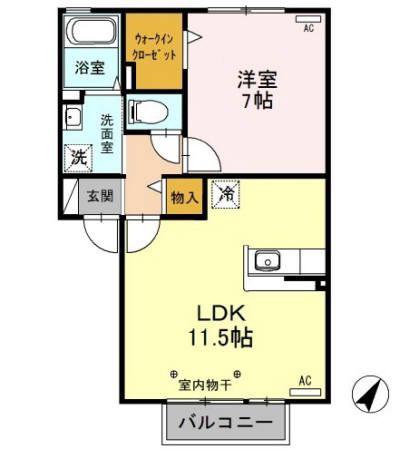 フローラルコート(1LDK/2階)の間取り写真