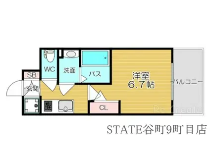 エスプレイス大阪城サウス(1K/3階)の間取り写真