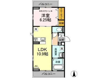 ビバーチェ(1LDK/2階)の間取り写真
