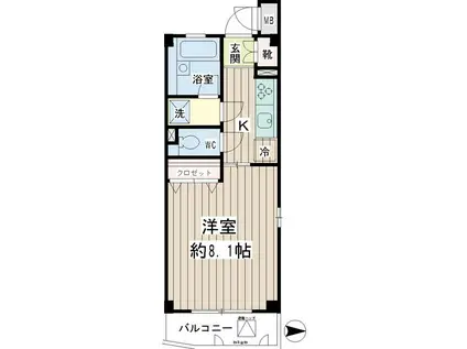 グレイスマルカノ(1K/2階)の間取り写真