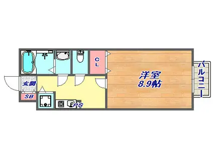 モナリエ青谷(1K/2階)の間取り写真