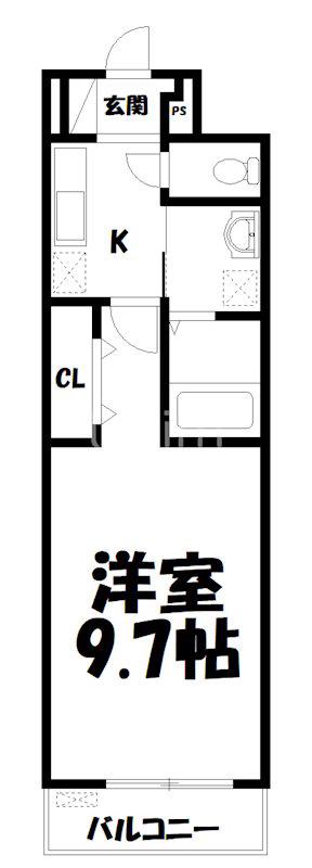 京楽 KYORAKU(1K/2階)の間取り写真
