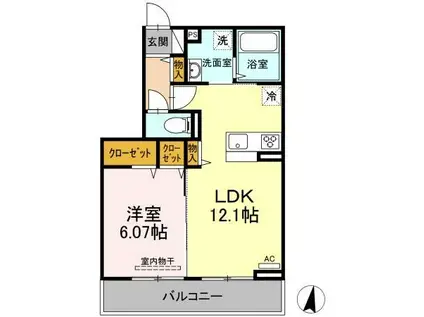 CARREFOUR(1LDK/3階)の間取り写真