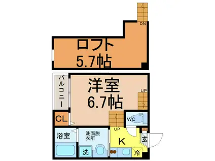 セレーナ中村(1K/2階)の間取り写真