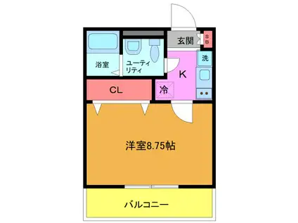 フィオーレ津田沼(1K/1階)の間取り写真