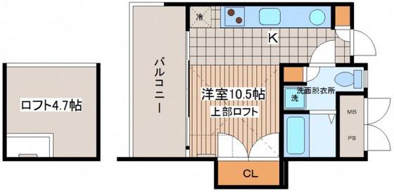 広島電鉄江波線 舟入幸町駅 徒歩2分 9階建 築22年(ワンルーム/6階)の間取り写真