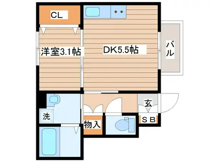 ミルエーラ荒井II(1DK/1階)の間取り写真